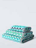 Margo Selby Buxton hand towel green geometric 100 x 50cm, imported from the UK