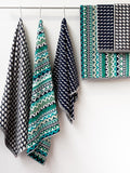 Margo Selby Buxton serviette verte géométrique 100 x 50cm, importée du Royaume-Uni
