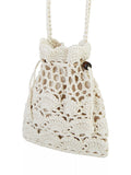 Yumi crochet bag white bead trim crossbody - UK version