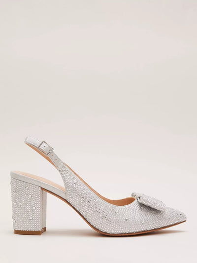 Chaussures escarpins à talon bloc Phase Eight Diamante Argenté