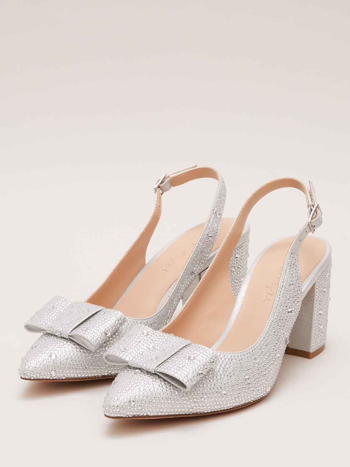 Phase Eight Diamante Block Heel Pumps Silver, imported from the UK