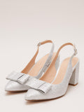 Phase Eight Diamante Block Heel Pumps Silver, imported from the UK