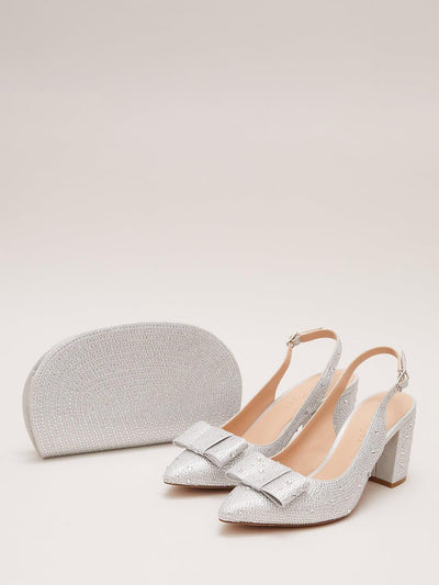 Chaussures escarpins à talon bloc Phase Eight Diamante Argenté