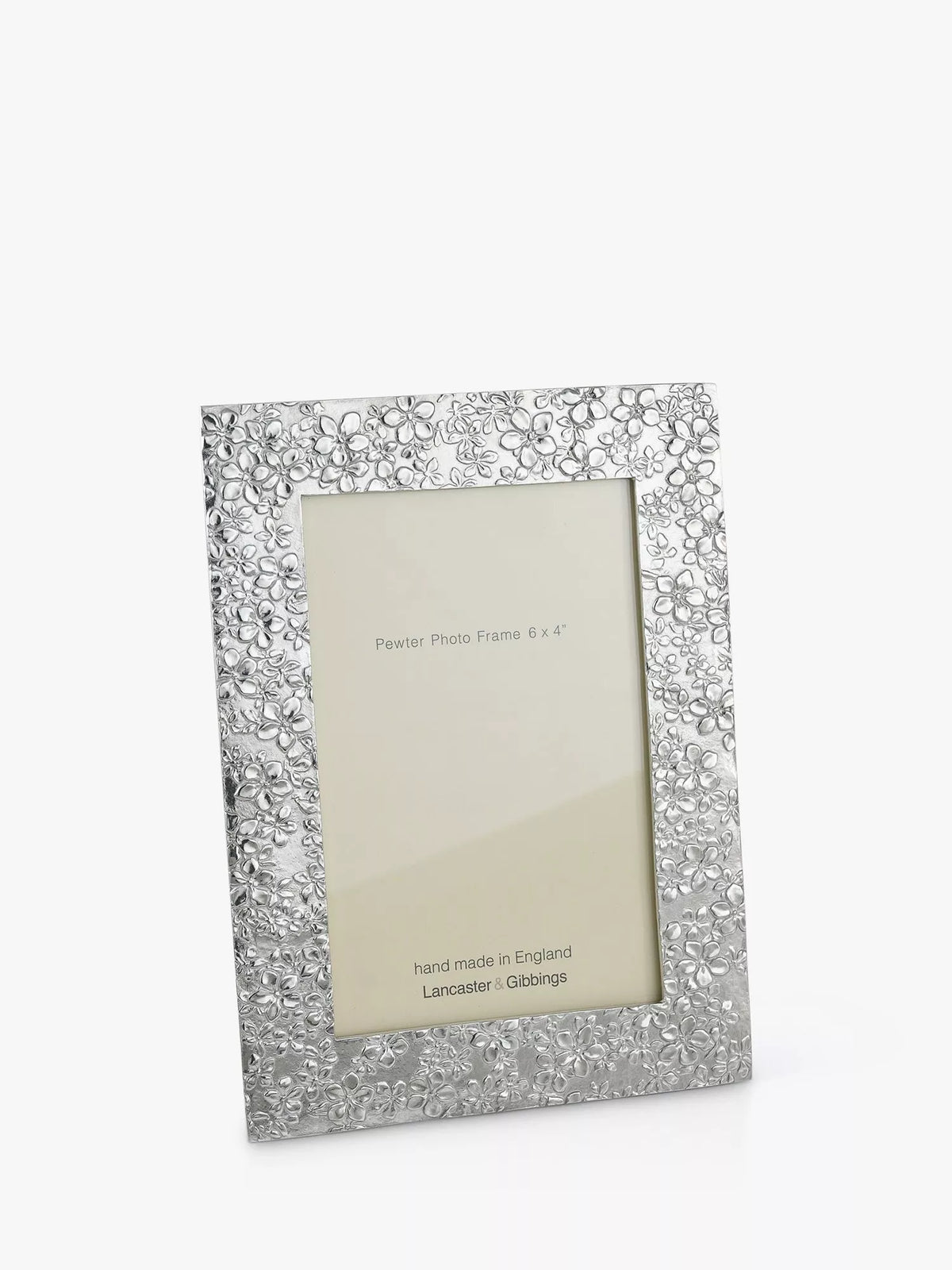 Lancaster and Gibbings Goodleigh floral photo frame in pewter, UK version
