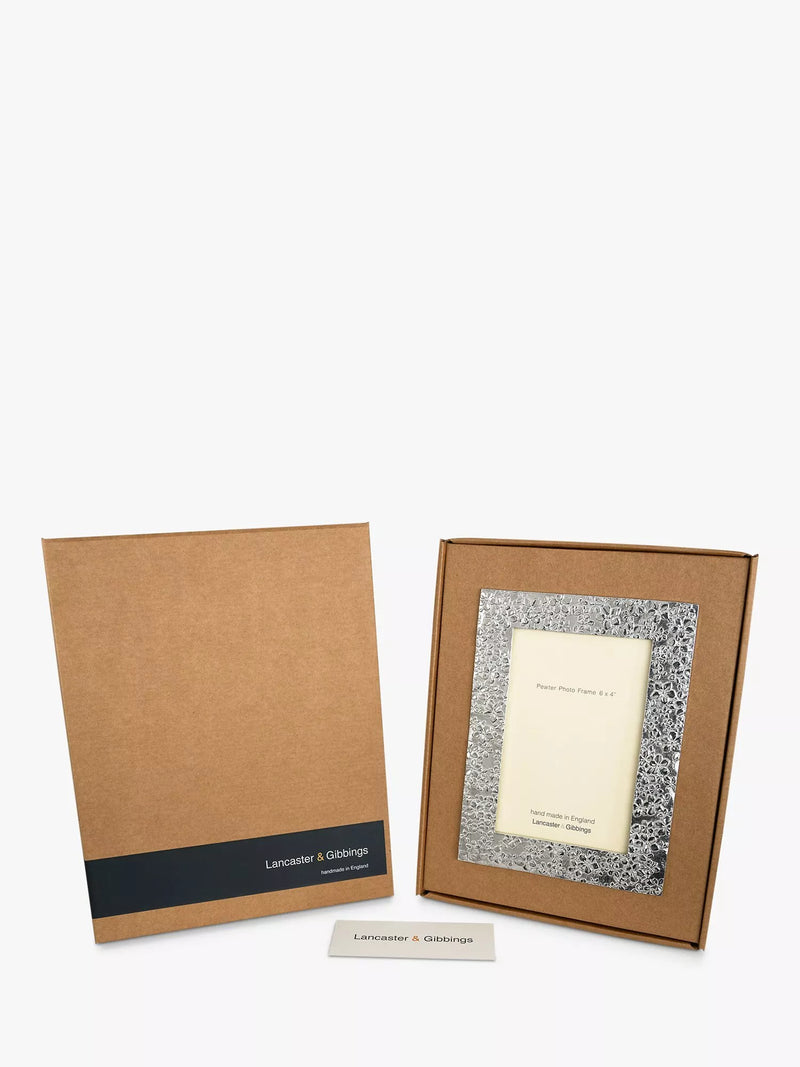 Lancaster and Gibbings Goodleigh floral photo frame in pewter, UK version