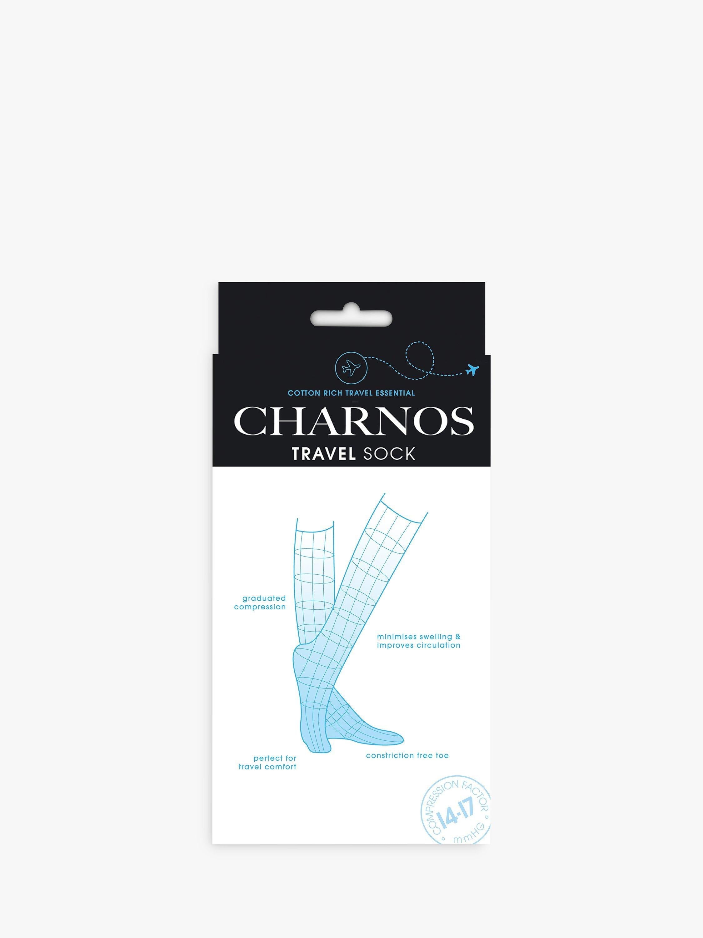 Charnos travel flight socks with graduated compression, one size (British brand)