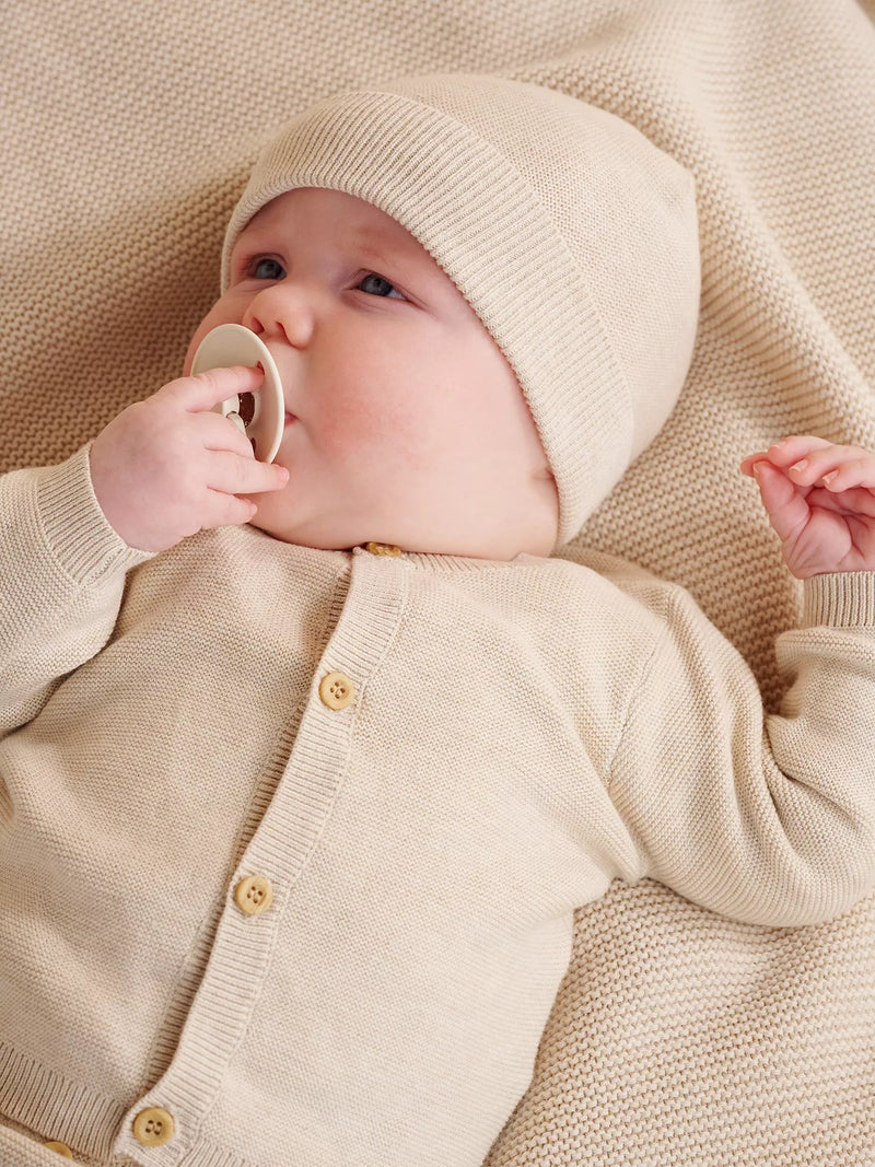Purebaby textured beanie Wheat Melange - British product