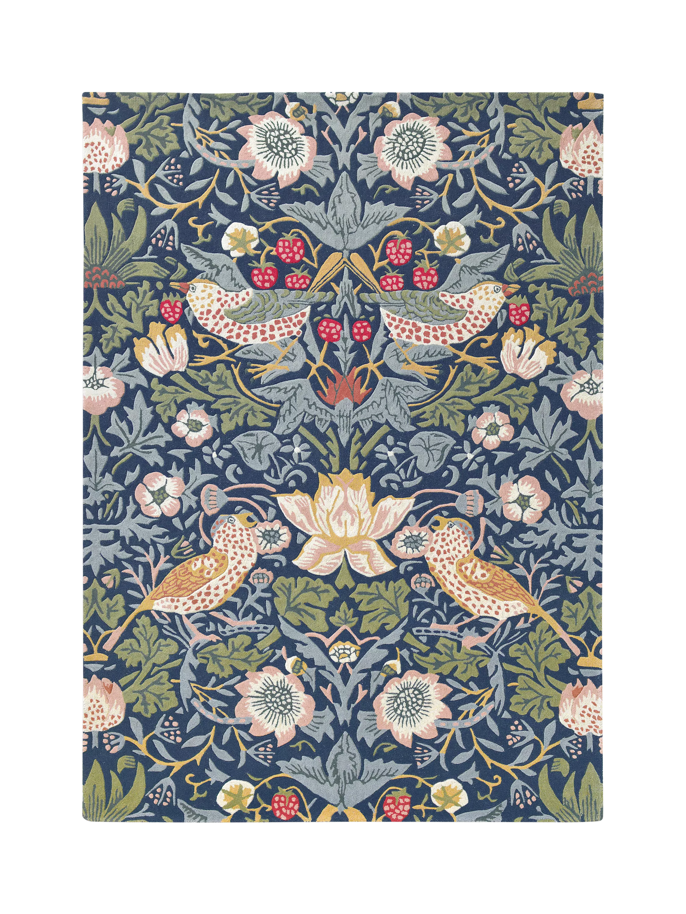 Morris & Co. Pure Strawberry Thief Rug - Crimson L200 x W140cm