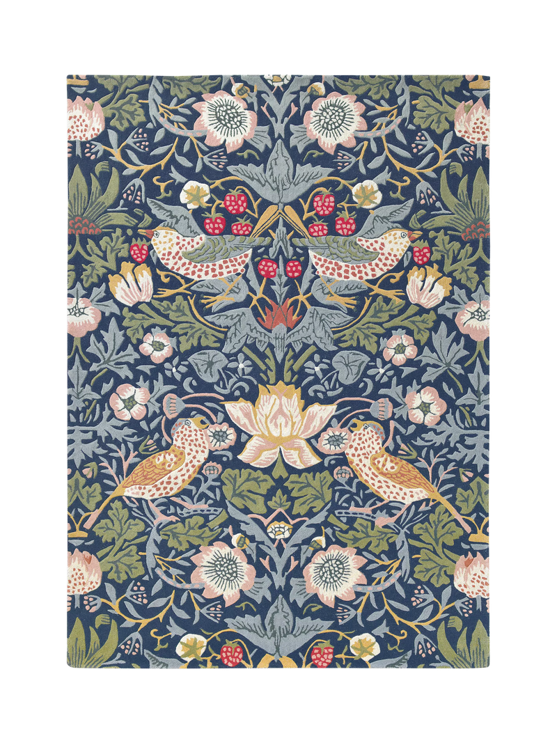 Morris & Co. Pure Strawberry Thief Rug - Crimson L200 x W140cm