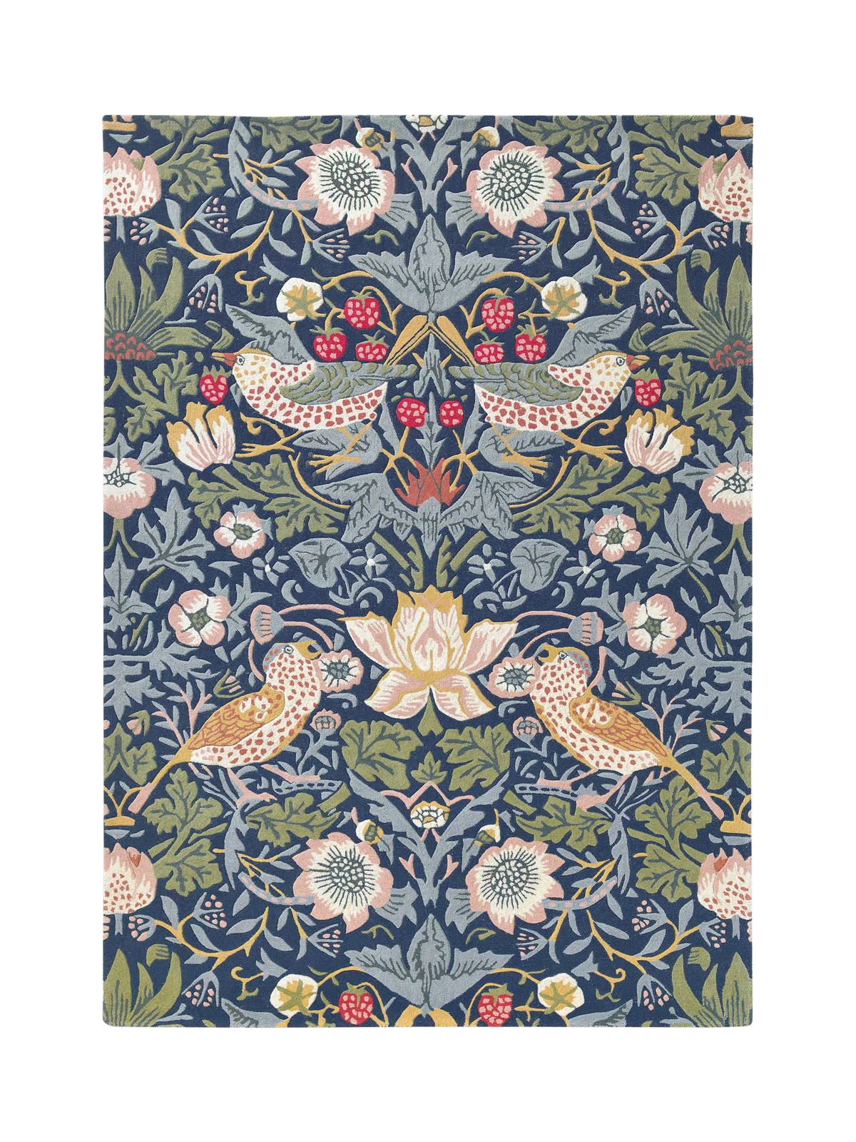 Morris & Co. Pure Strawberry Thief Rug - Crimson L200 x W140cm