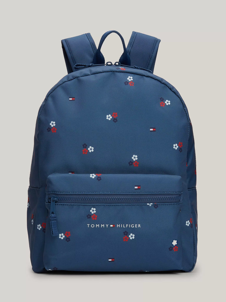 Tommy Hilfiger Kids' Logo Floral Print Essential Backpack, Blue