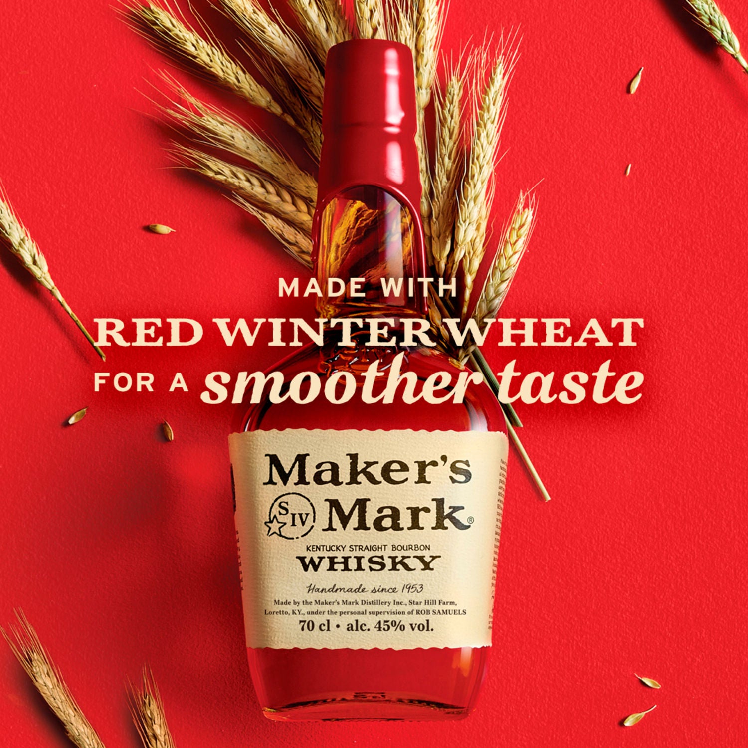 Maker's Mark Kentucky bourbon whisky bottle 70cl, imported from the UK