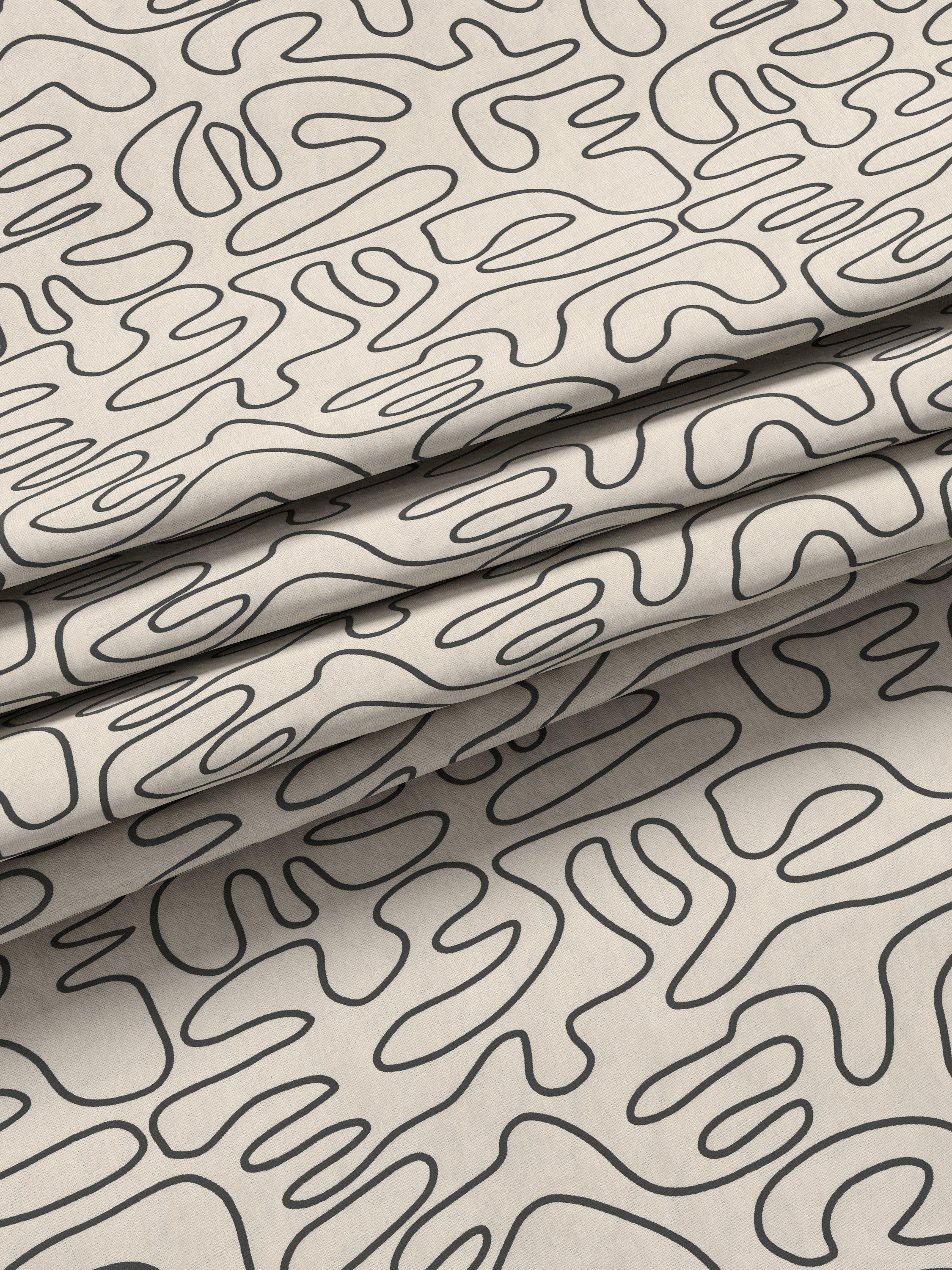 John Lewis grey scribble print lined eyelet curtains, UK version