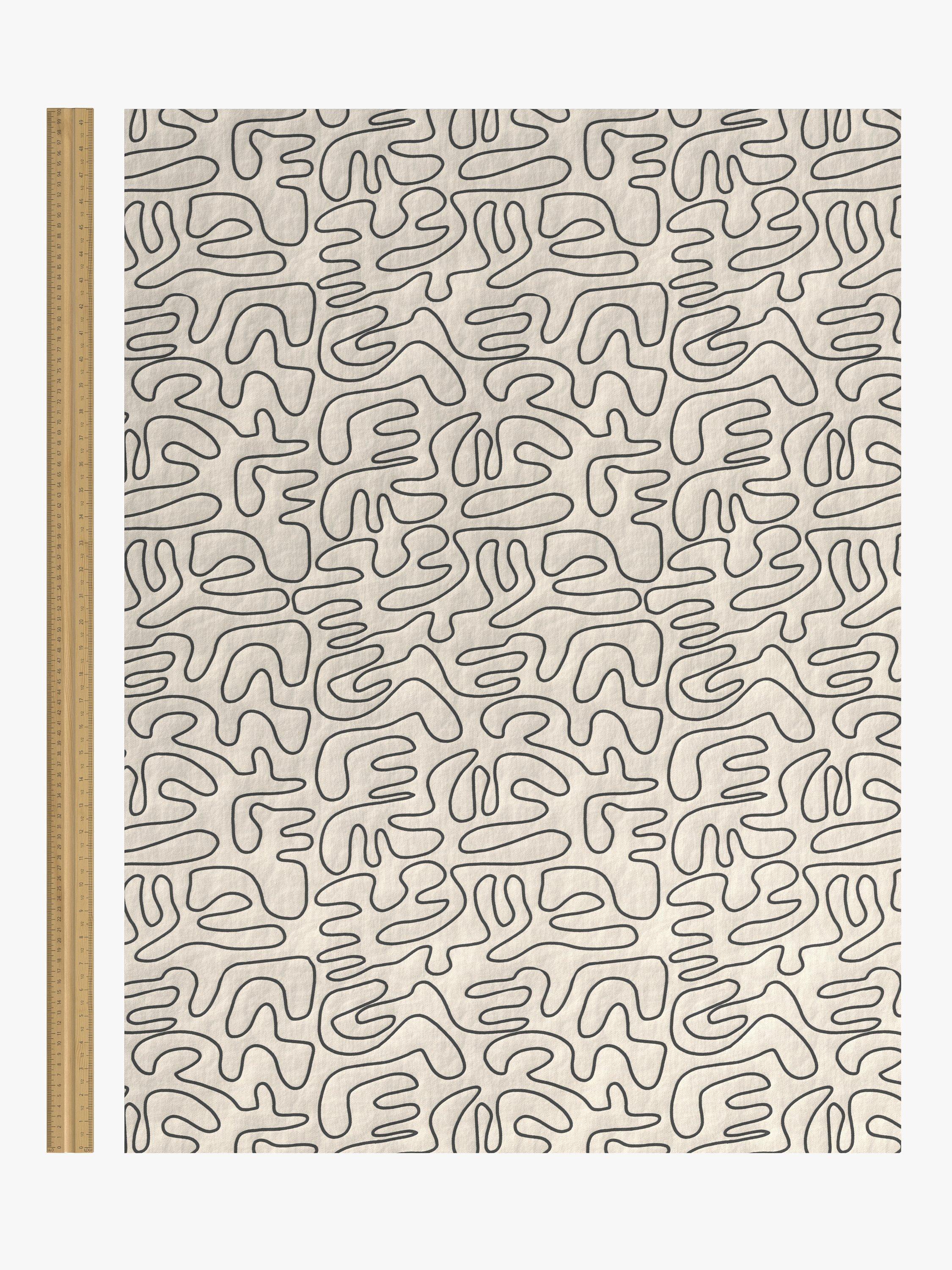 John Lewis grey scribble print lined eyelet curtains, UK version