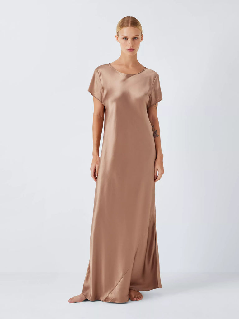 John Lewis Silk Maxi Nightdress, Champagne