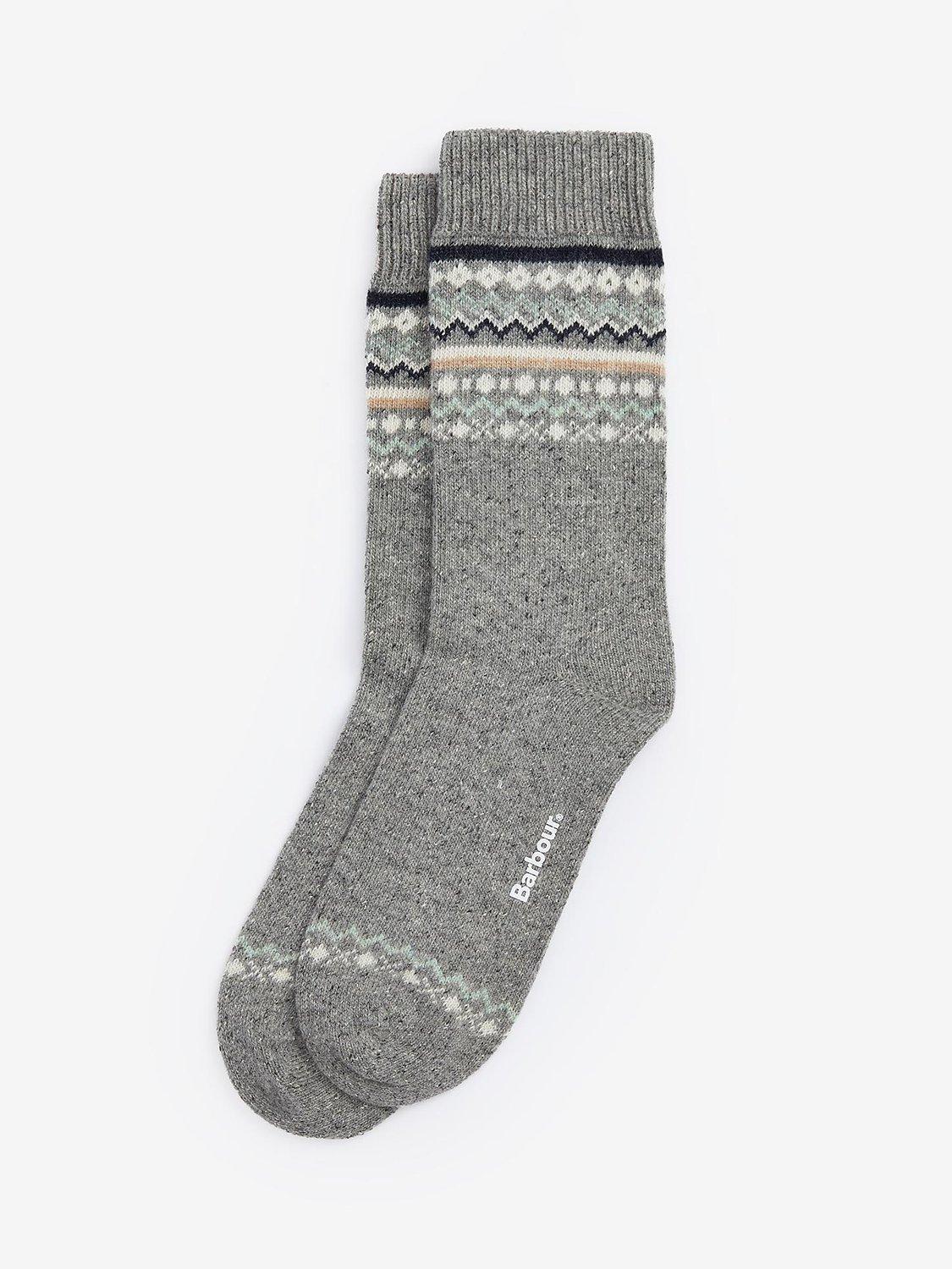 Barbour Anaise Fair Isle socks mid grey loden, UK version