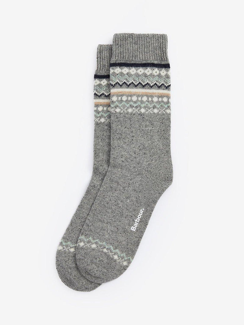 Barbour Anaise Fair Isle socks mid grey loden, UK version