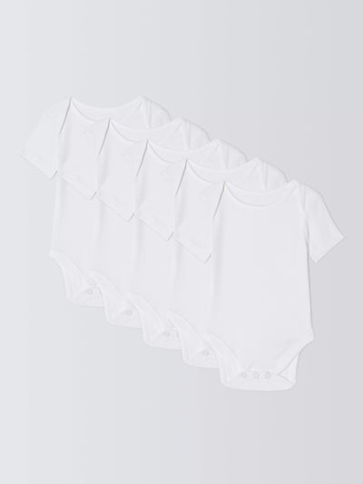 John Lewis John Lewis Baby Cotton Short Sleeve Rib Bodysuits White Pack of 5- Buy online at McGrocer