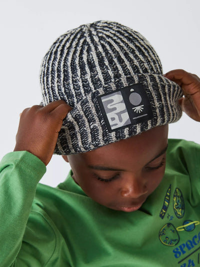 Bonnet tricoté à badge John Lewis pour enfants, gris