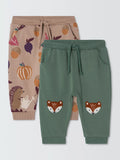 John Lewis Baby Fox and Hedgehog Jogging Bottoms, Pack of 2, Multi