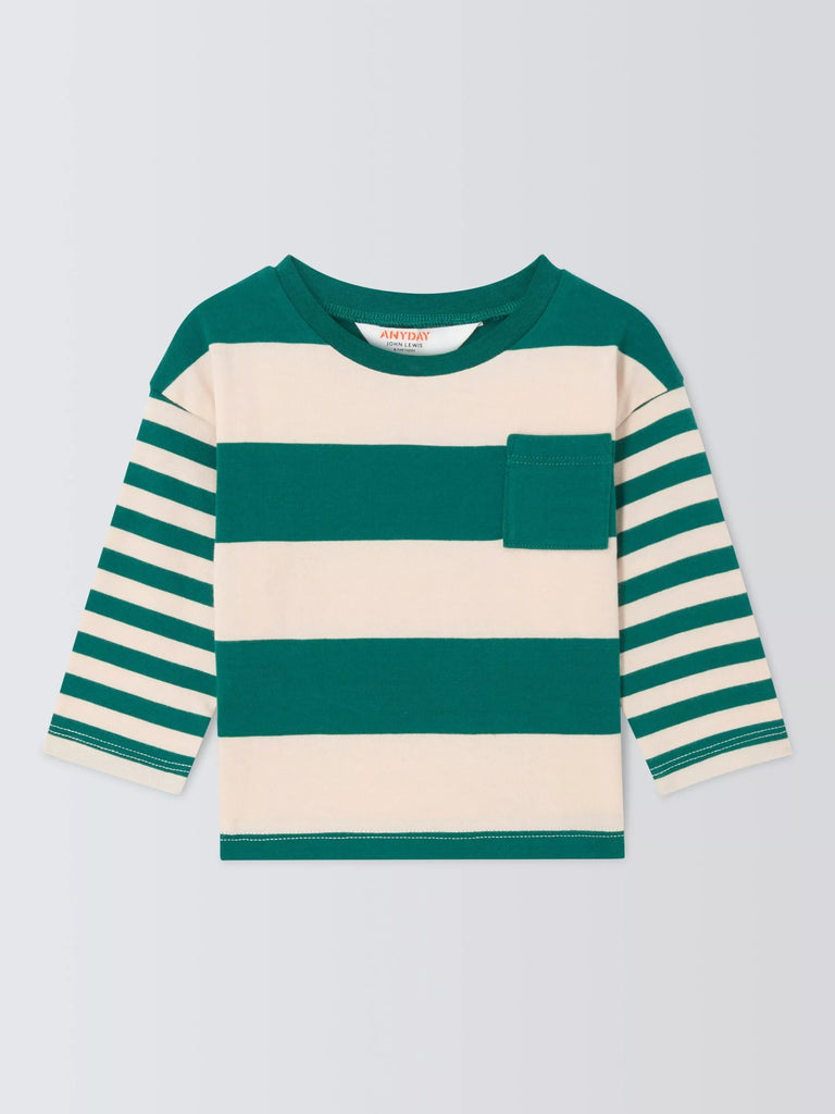 John Lewis ANYDAY Baby Stripe Long Sleeve Top, Multi