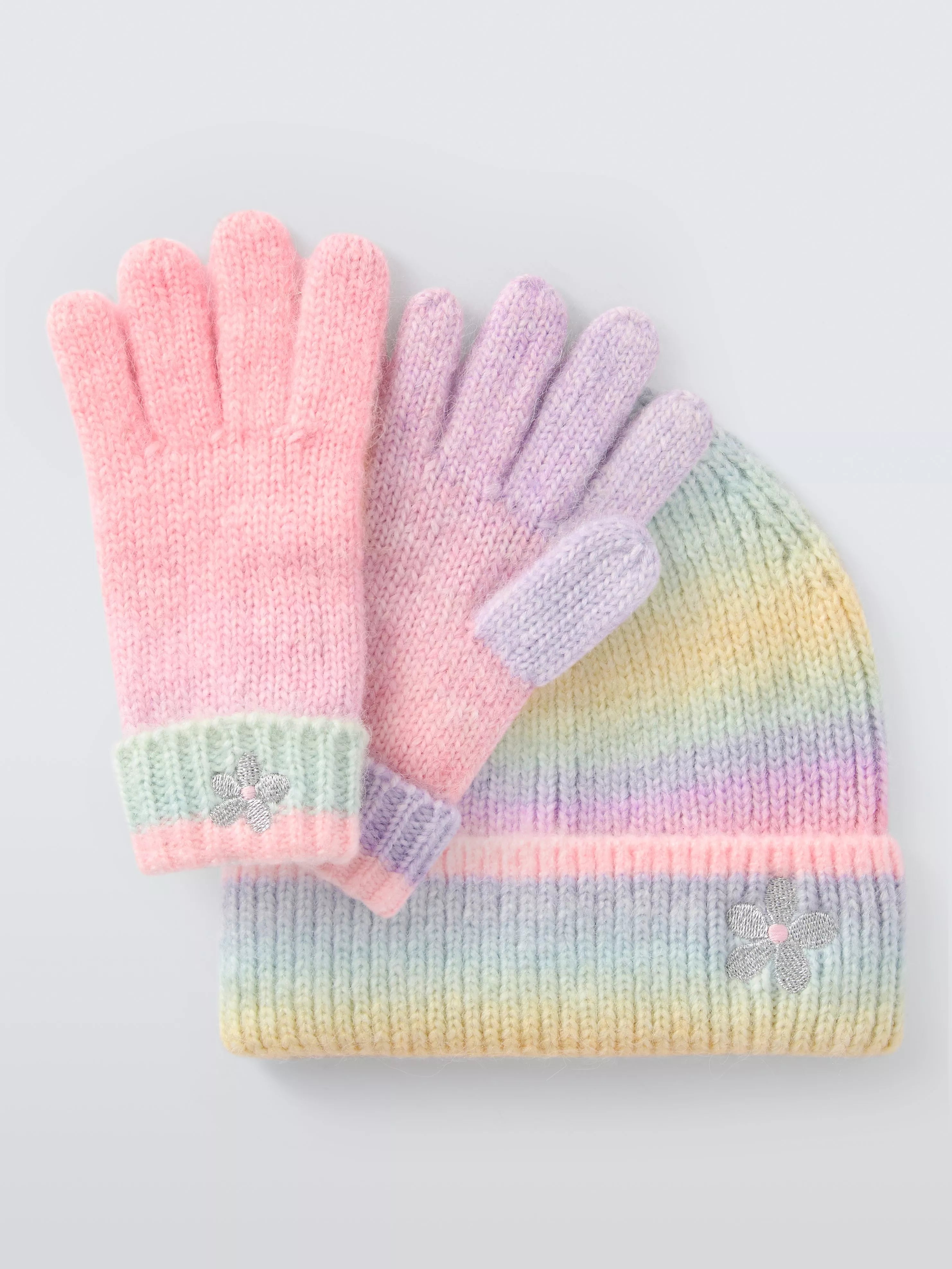 John Lewis ombre beanie hat and gloves set rainbow - British product