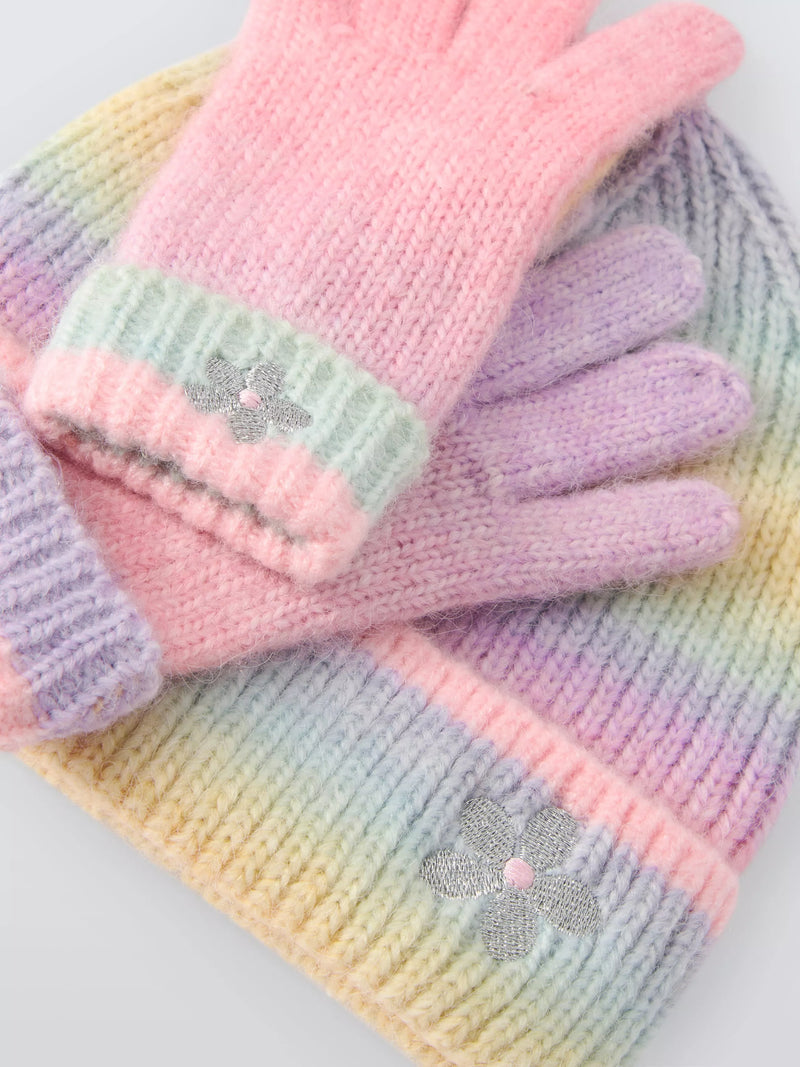 John Lewis ombre beanie hat and gloves set rainbow - British product