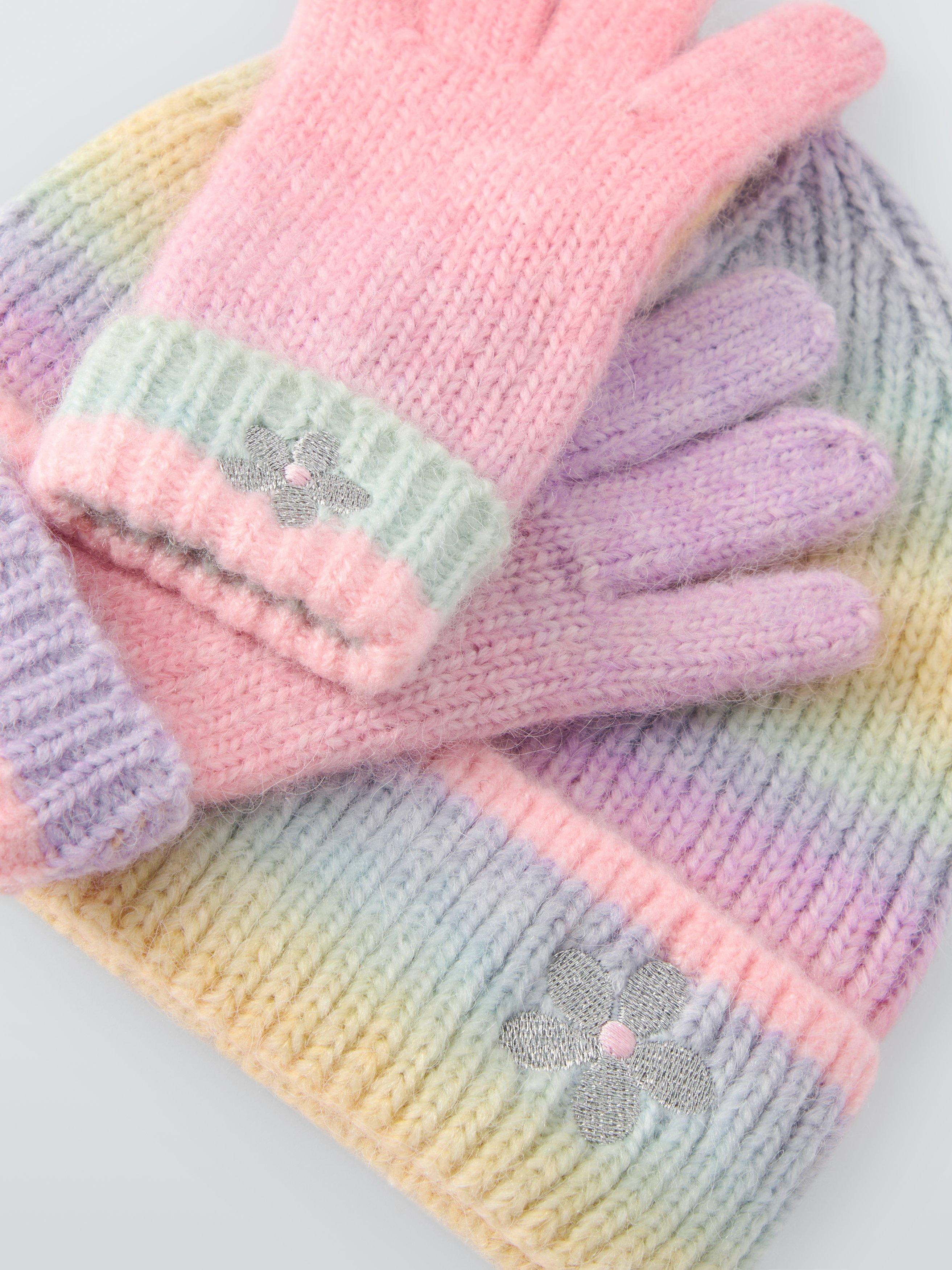 John Lewis ombre beanie hat and gloves set rainbow - British product