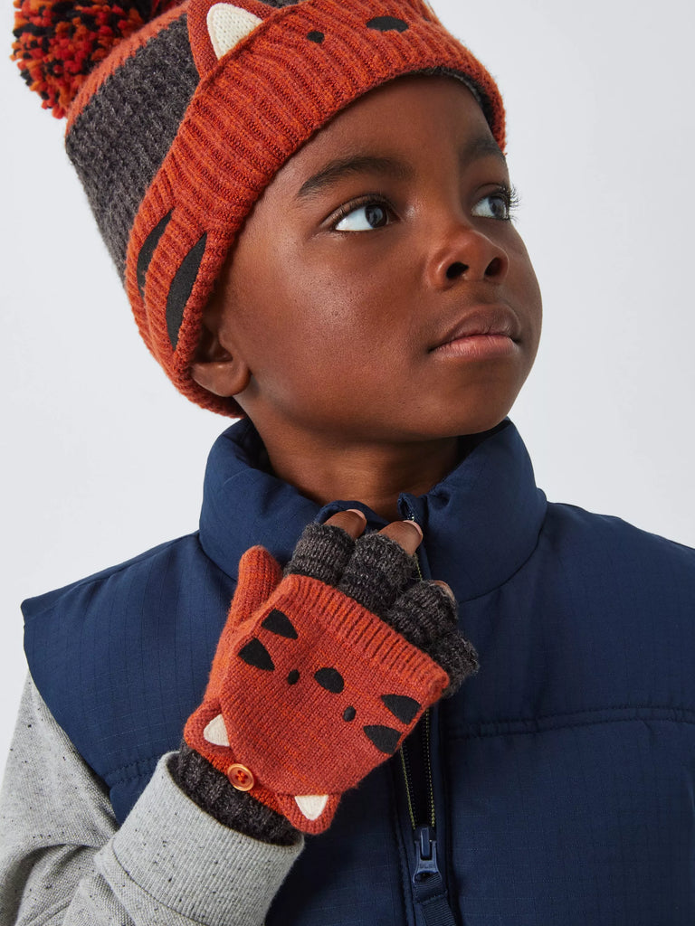 John Lewis Kids' Tiger Flip Top Gloves, Orange