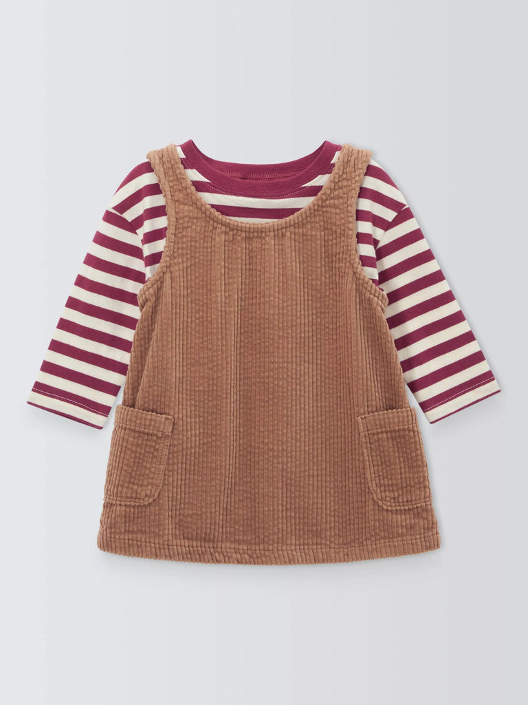 John Lewis ANYDAY Baby Stripe Top and Pinafore Set, Multi