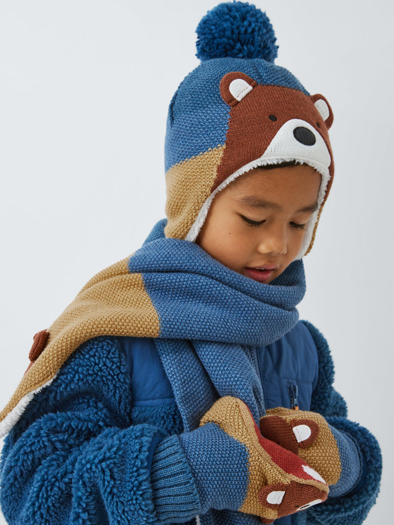 John Lewis Kids Bear Bobble Hat Multi Design, UK version