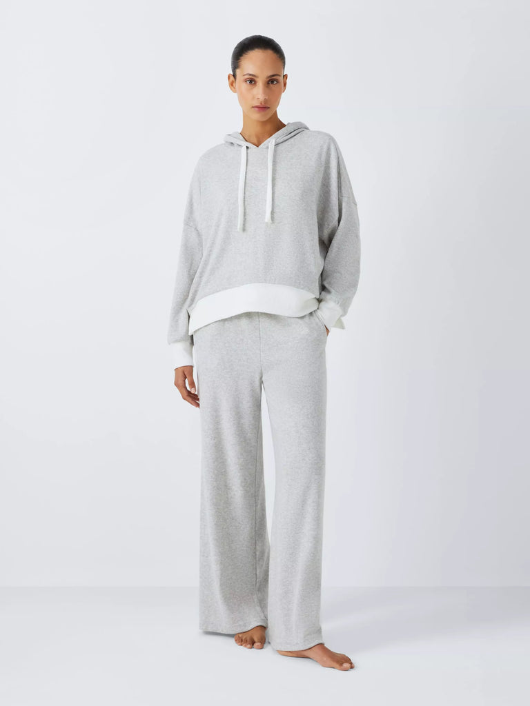 John Lewis Snit Hoodie Oversized Lounge Set, Grey/Ivory