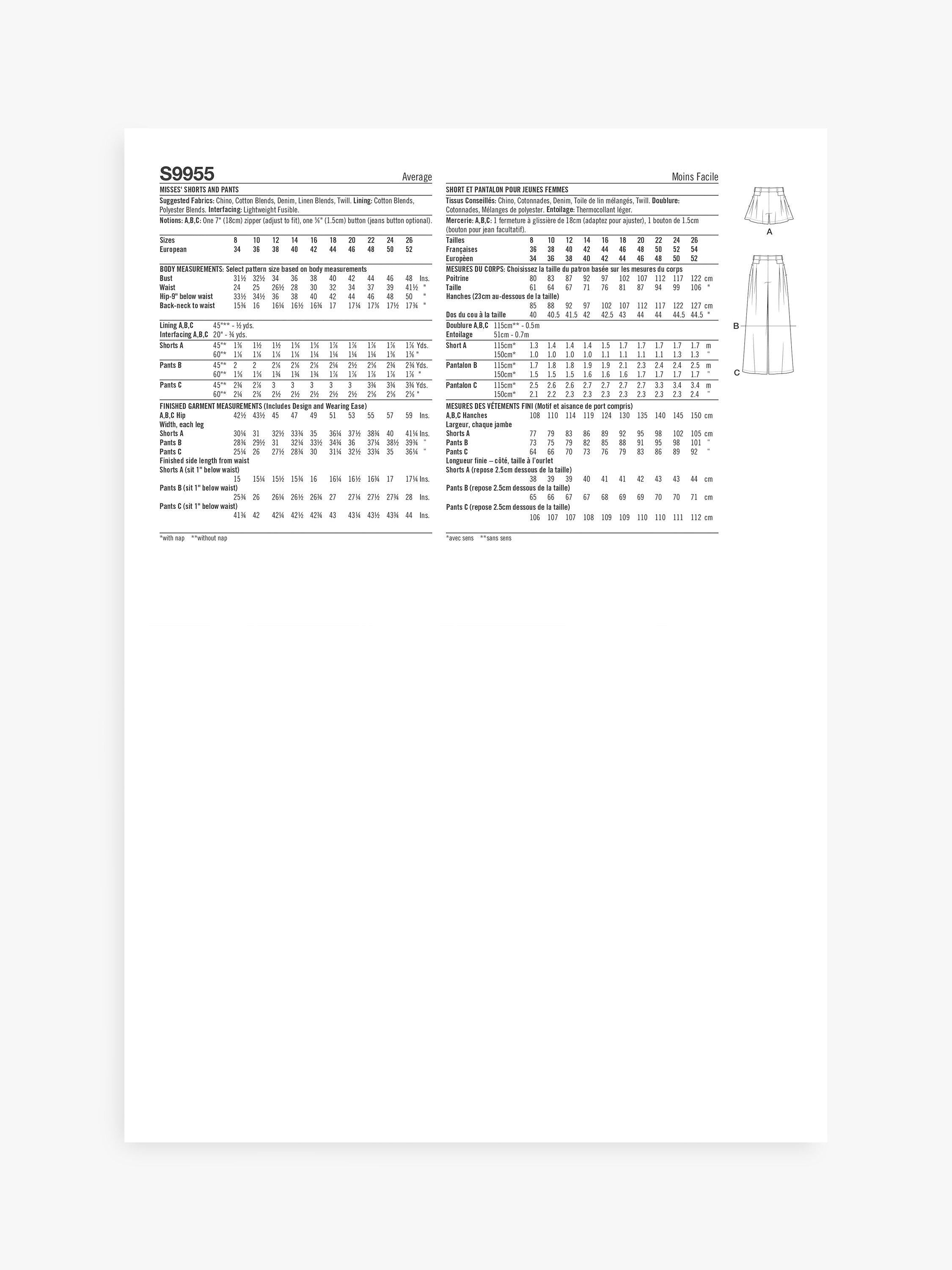 Simplicity sewing pattern S9955 paper pattern - British product