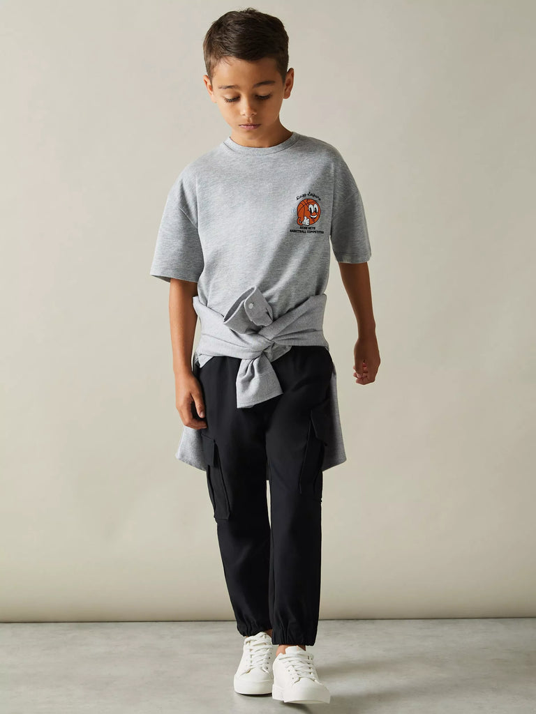 Reiss Kids' Nets Basketball Motif Oversized Cotton T-Shirt