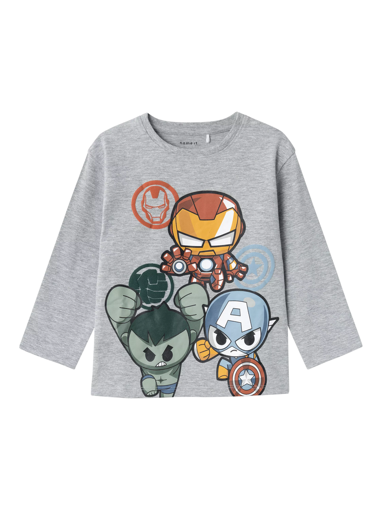 NAME IT Kids' Marvel  Avengers Cotton Top, Grey