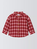 John Lewis Baby Cotton Check Shirt, Red