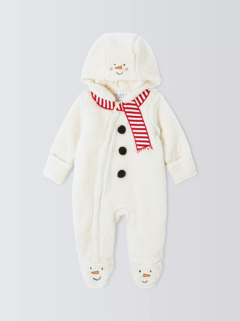 John Lewis Baby Snowman Onesie, Ivory