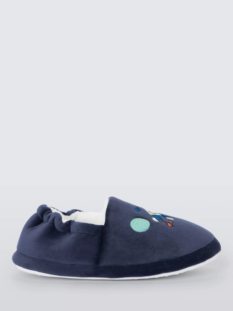 John Lewis Kids' Space Embroidered Slippers, Navy