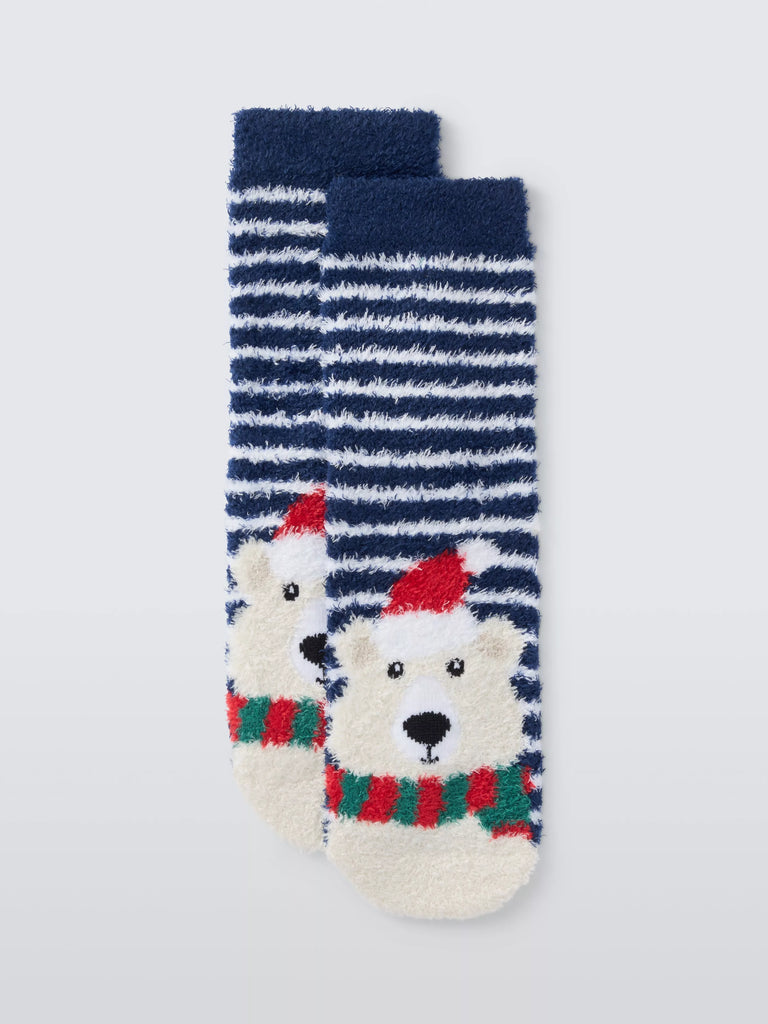 John Lewis Kids' Fluffy Polar Bear Slipper Socks, Multi