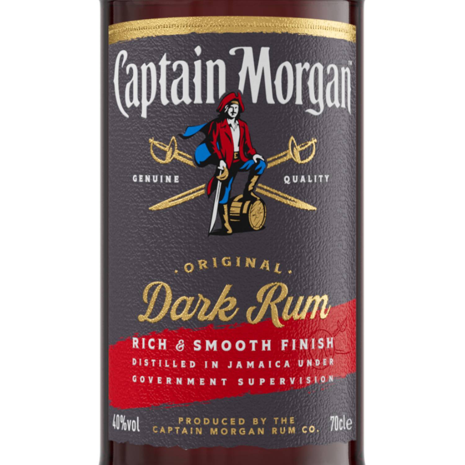 Captain Morgan dark rum 70cl bottle 40% vol, UK version