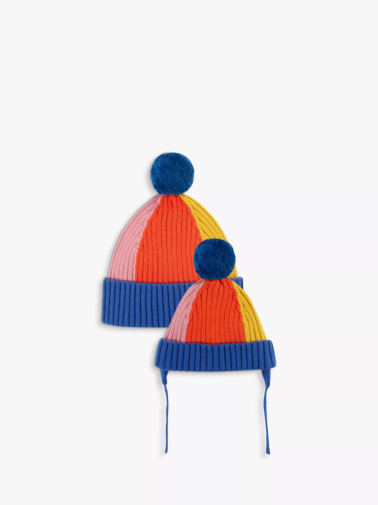 Frugi Kids' Rainbow Ribbed Bobble Hat