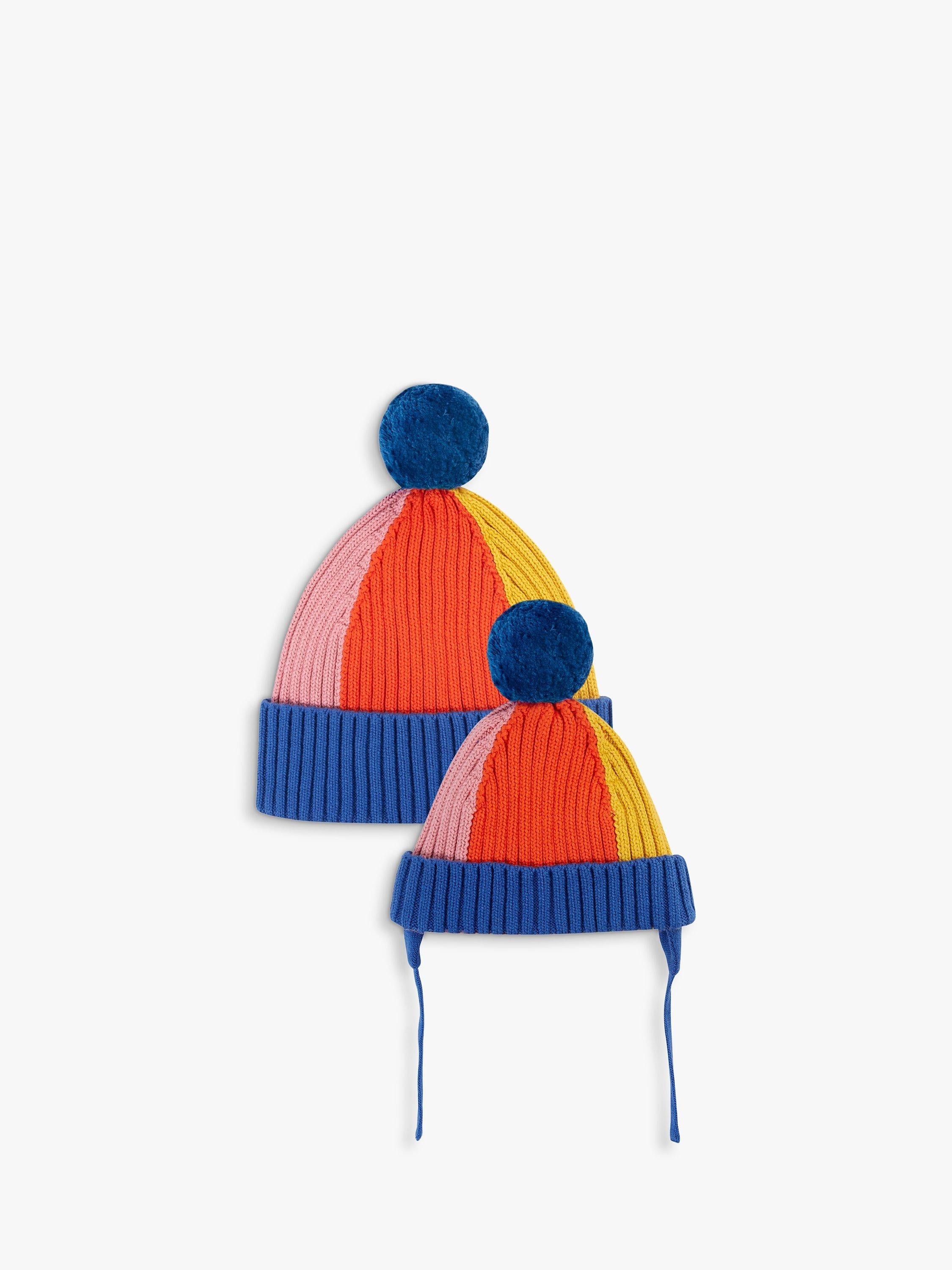 Frugi Kids' Rainbow Ribbed Bobble Hat - British product