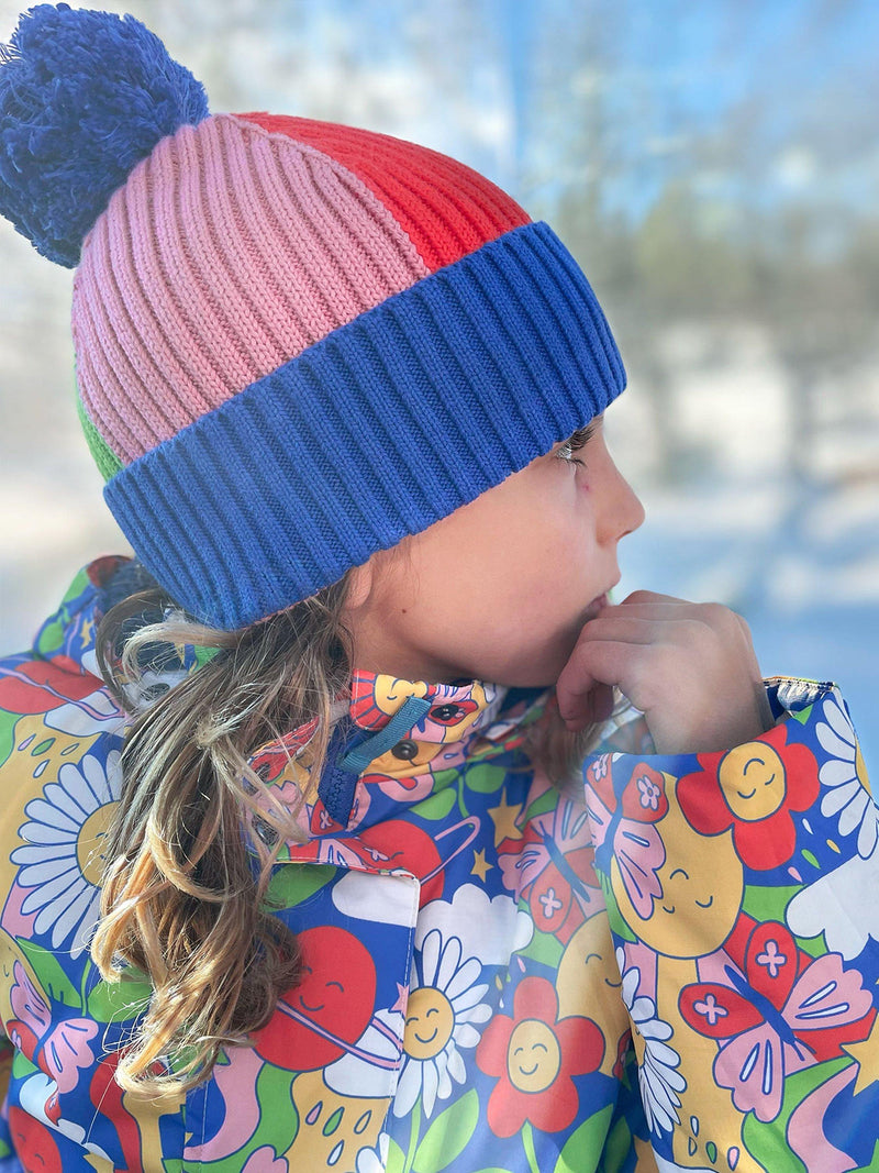 Frugi Kids' Rainbow Ribbed Bobble Hat - British product