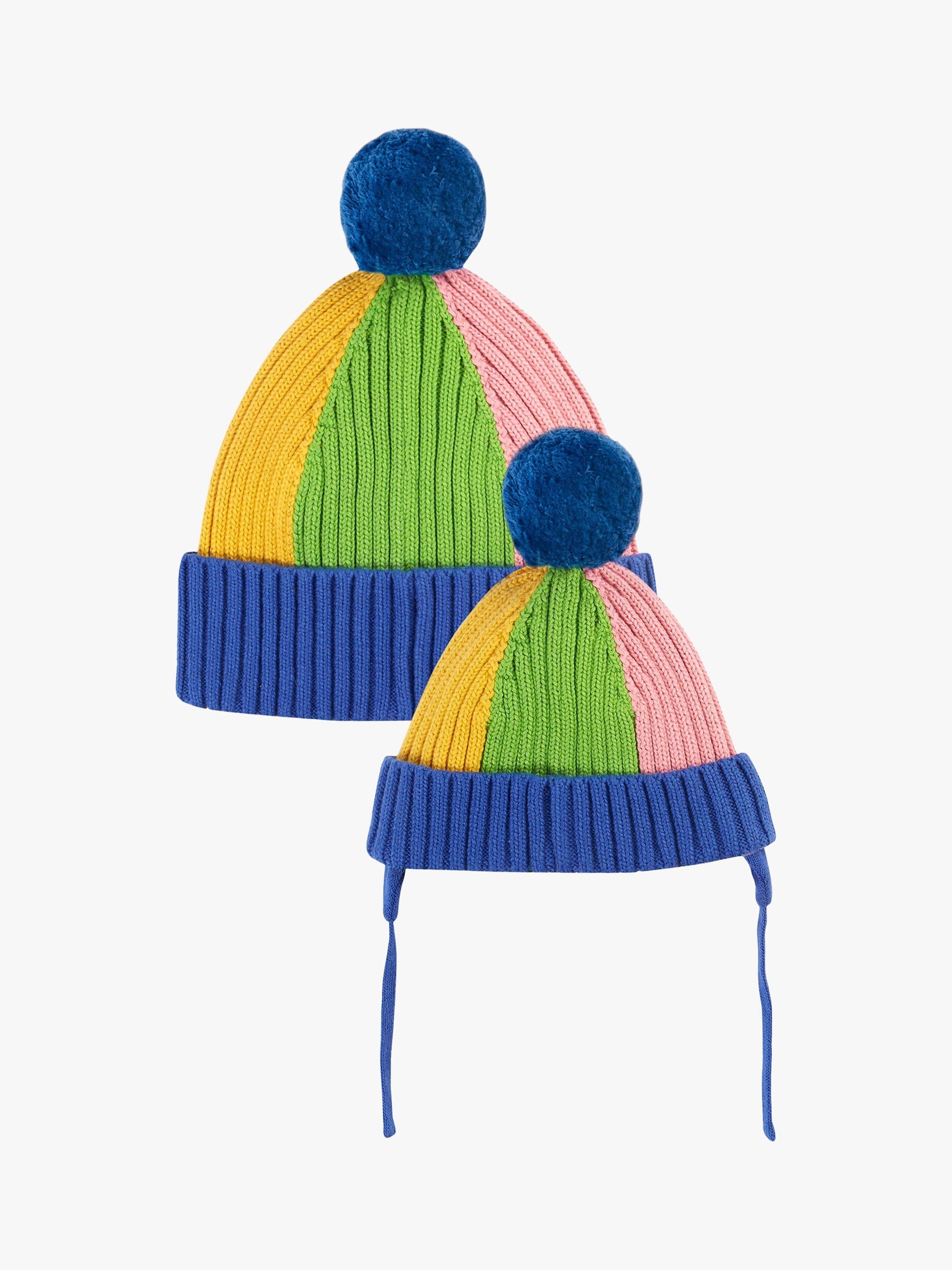 Frugi Kids' Rainbow Ribbed Bobble Hat - British product