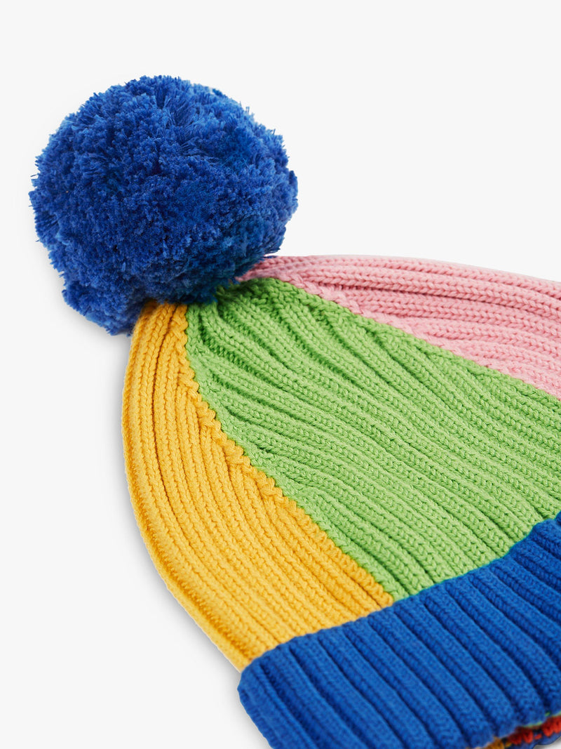 Frugi Kids' Rainbow Ribbed Bobble Hat - British product