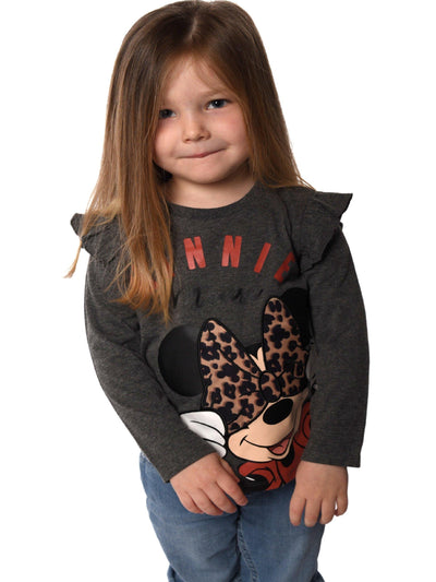 Brand Threads Disney Minnie Maus Oberteil Kinder Langarm Grau