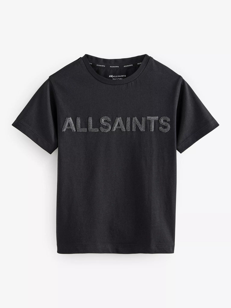 smALLSAINTS Kids' Sequin Logo T-Shirt, Black