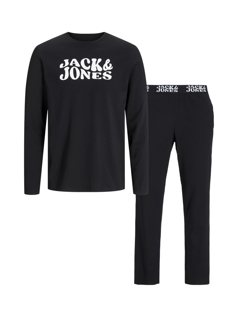 Jack & Jones Kids' Jacelton Cotton Pyjama Set, Black