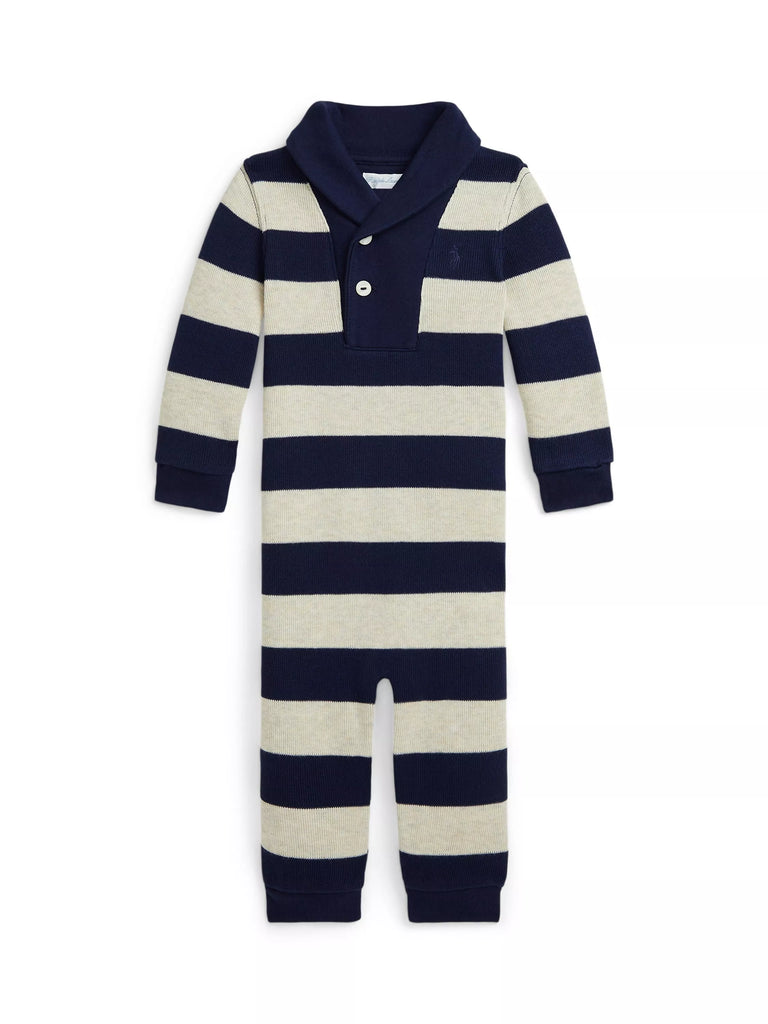 Ralph Lauren Kids' Stripe Coverall, Navy/Oatmeal