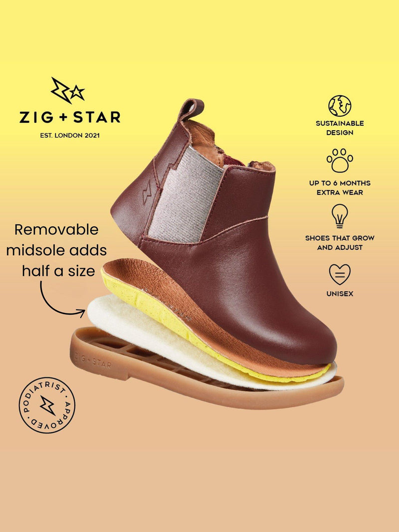 Zig+Star Kids Rockit Boot in Pewter colour finish (British brand)